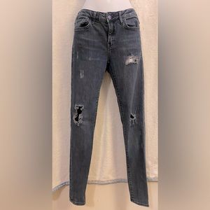 Low Rise Distress Blue Jeans